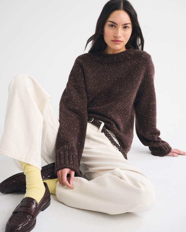 Wool-Blend Roll Neck Crew Sweater