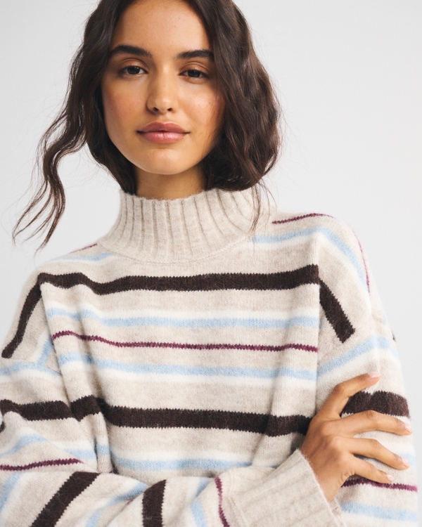 Wool-Blend Easy Funnel Neck Sweater