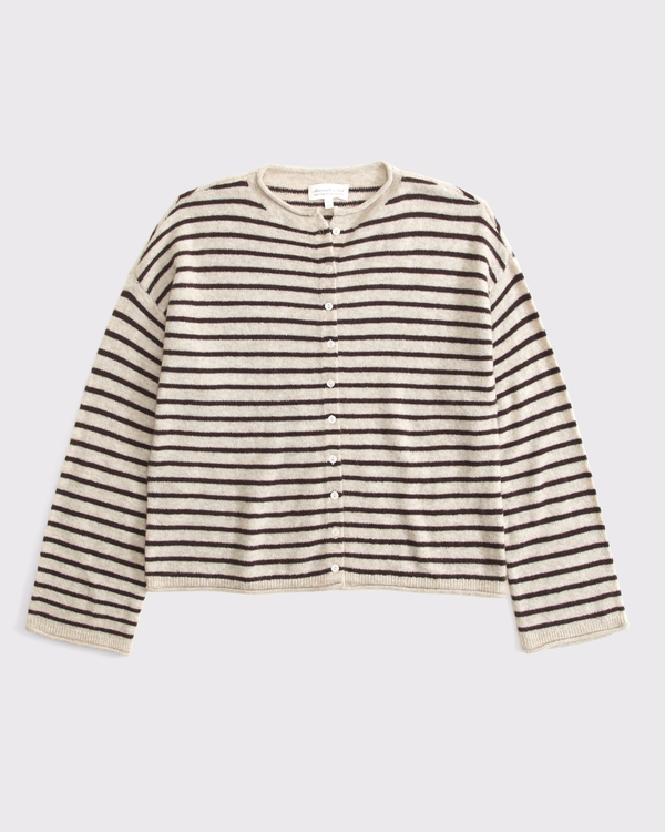 Merino Wool-Blend Roll Neck Cardigan
