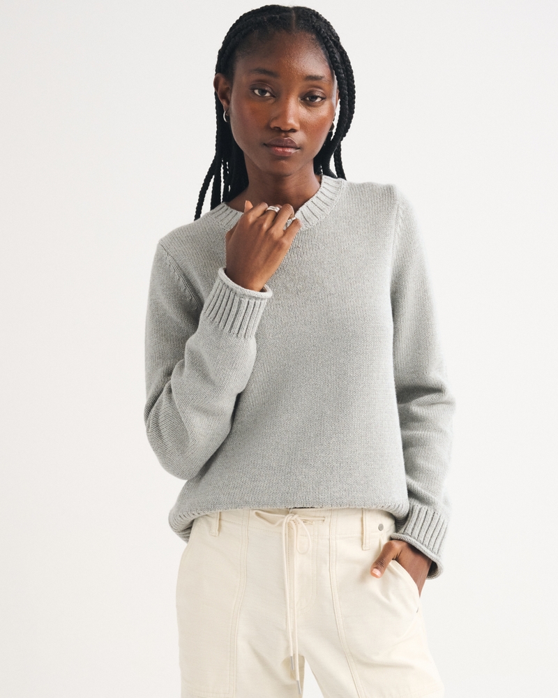 100% Cotton A&F Madeline Crew Sweater - thumbnail 3