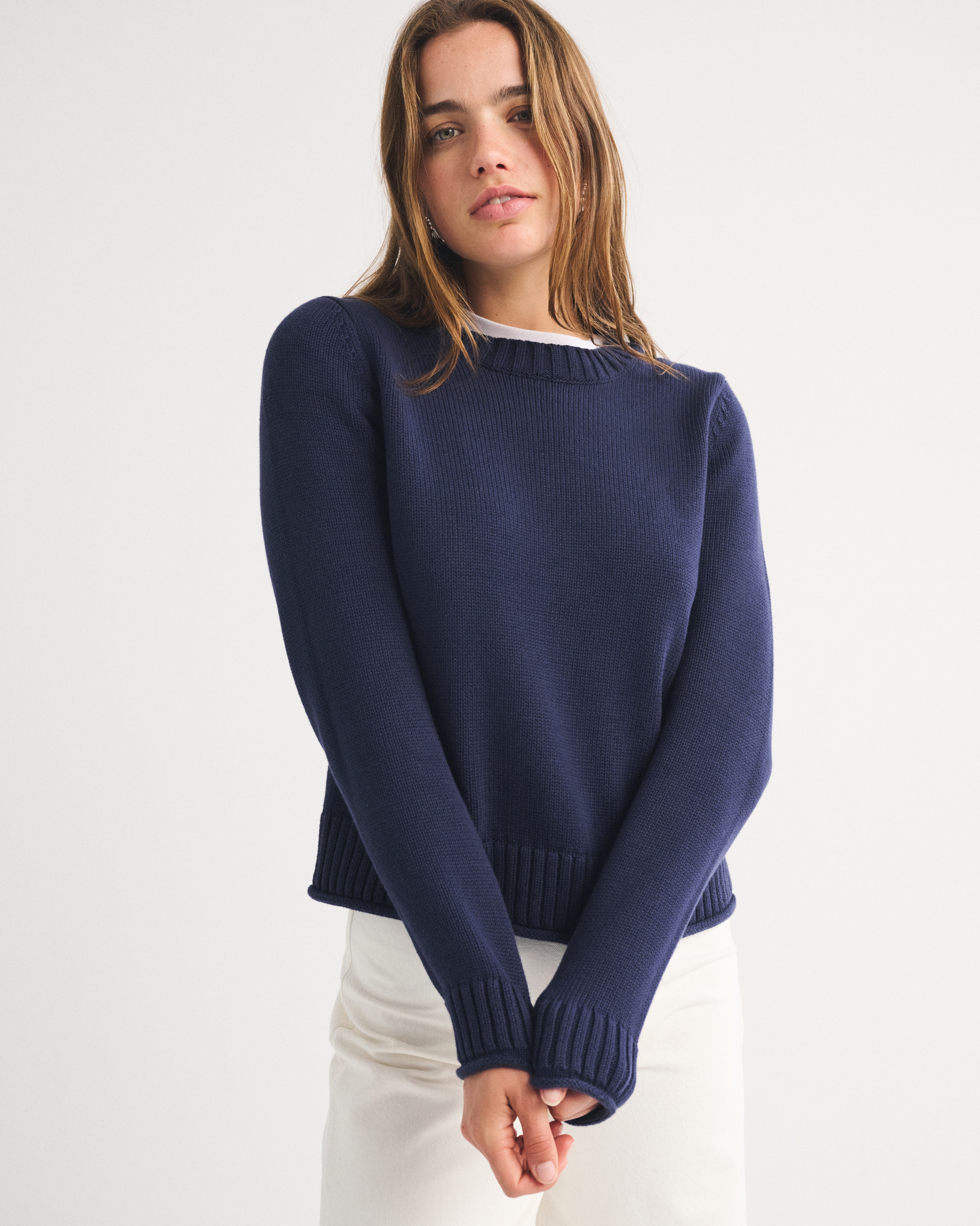 100% Cotton A&F Madeline Crew Sweater