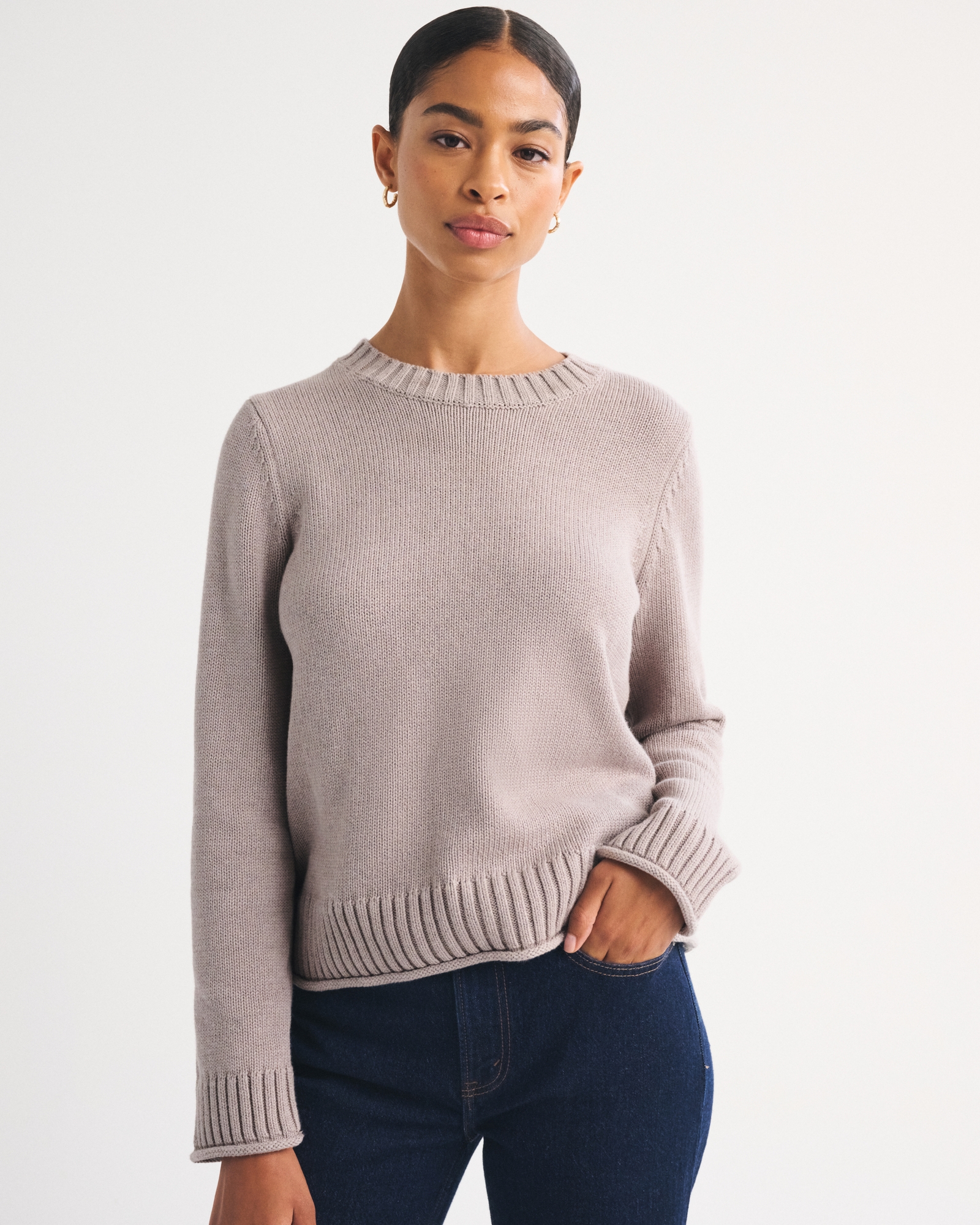 100% Cotton A&F Madeline Crew Sweater