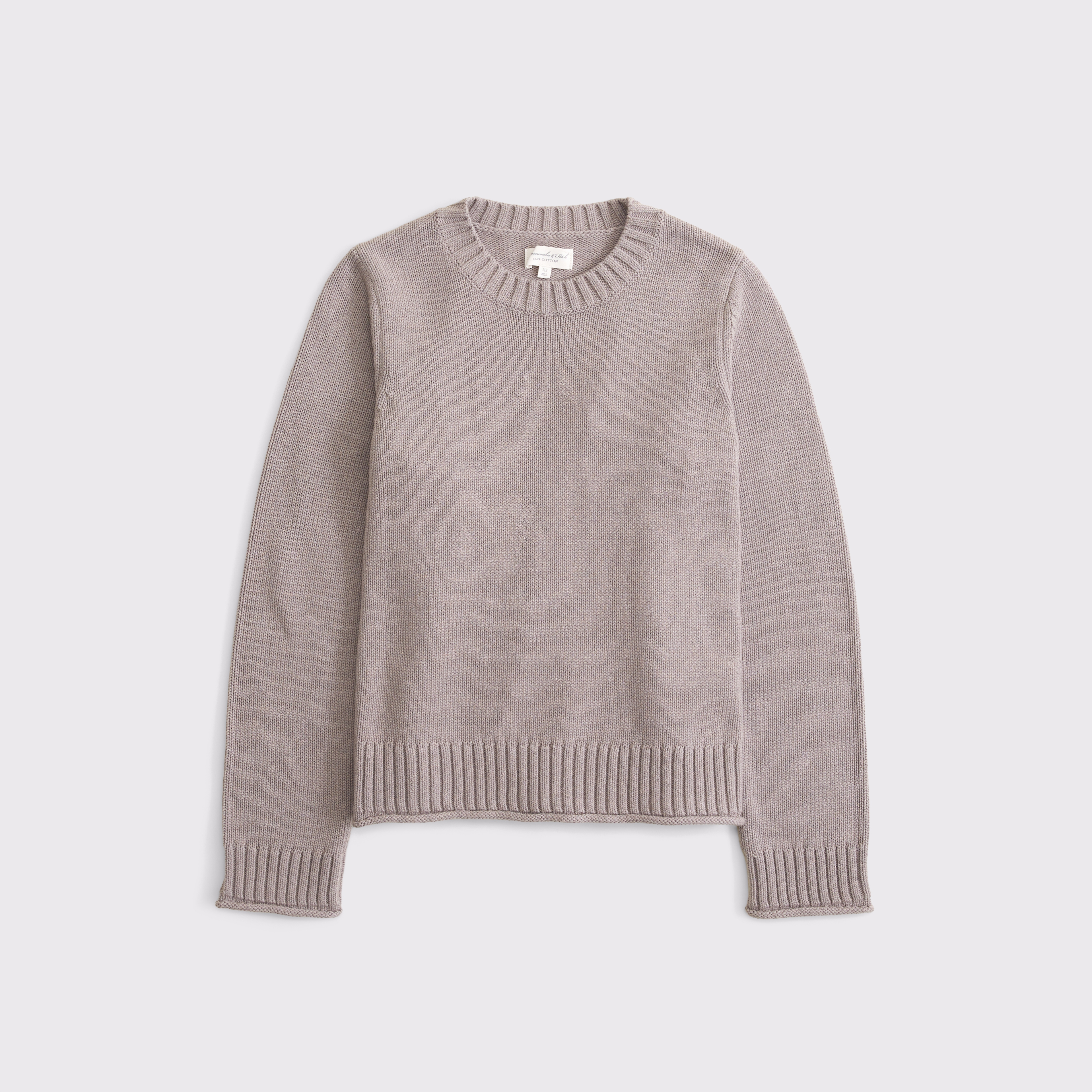 Женский свитер Abercrombie & Fitch 100% Cotton A&F Madeline Crew, цвет: Коричневый — фото 1