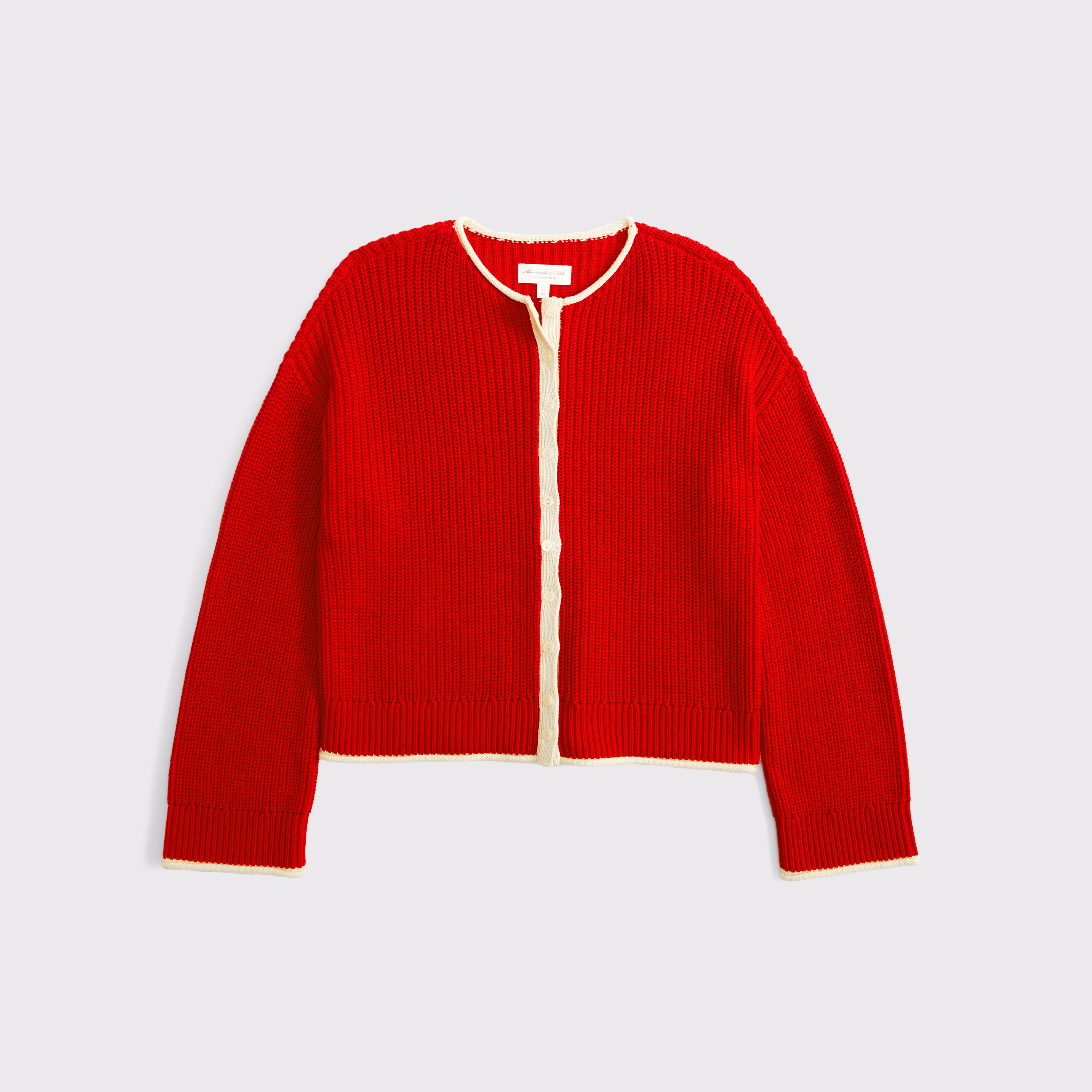 Женский кардиган Abercrombie & Fitch 100% Cotton Roll Neck, цвет: Красный — фото 1