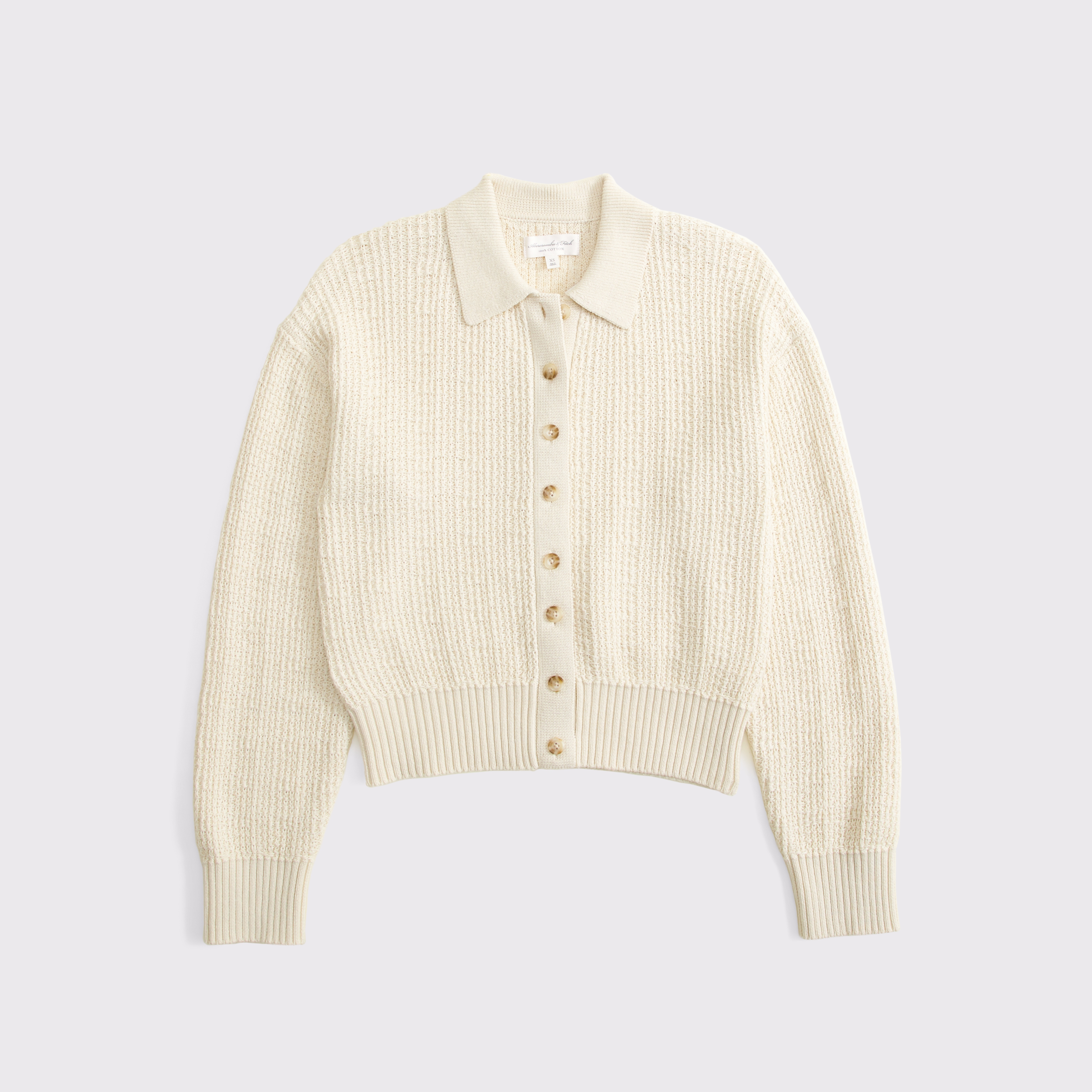 Женский кардиган Abercrombie & Fitch 100% Cotton Collared, цвет: Кремовый — фото 1