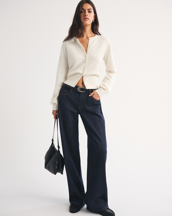 100% Merino Wool Banded Crew Cardigan view 2