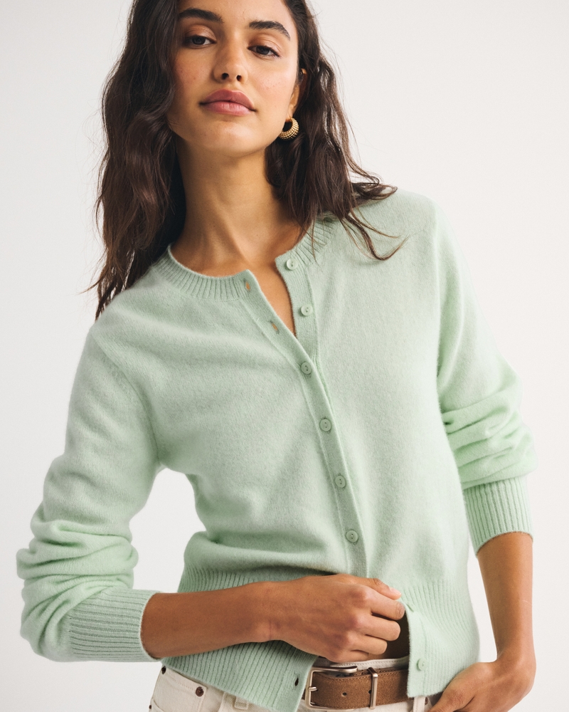 100% Merino Wool Banded Crew Cardigan - thumbnail 7