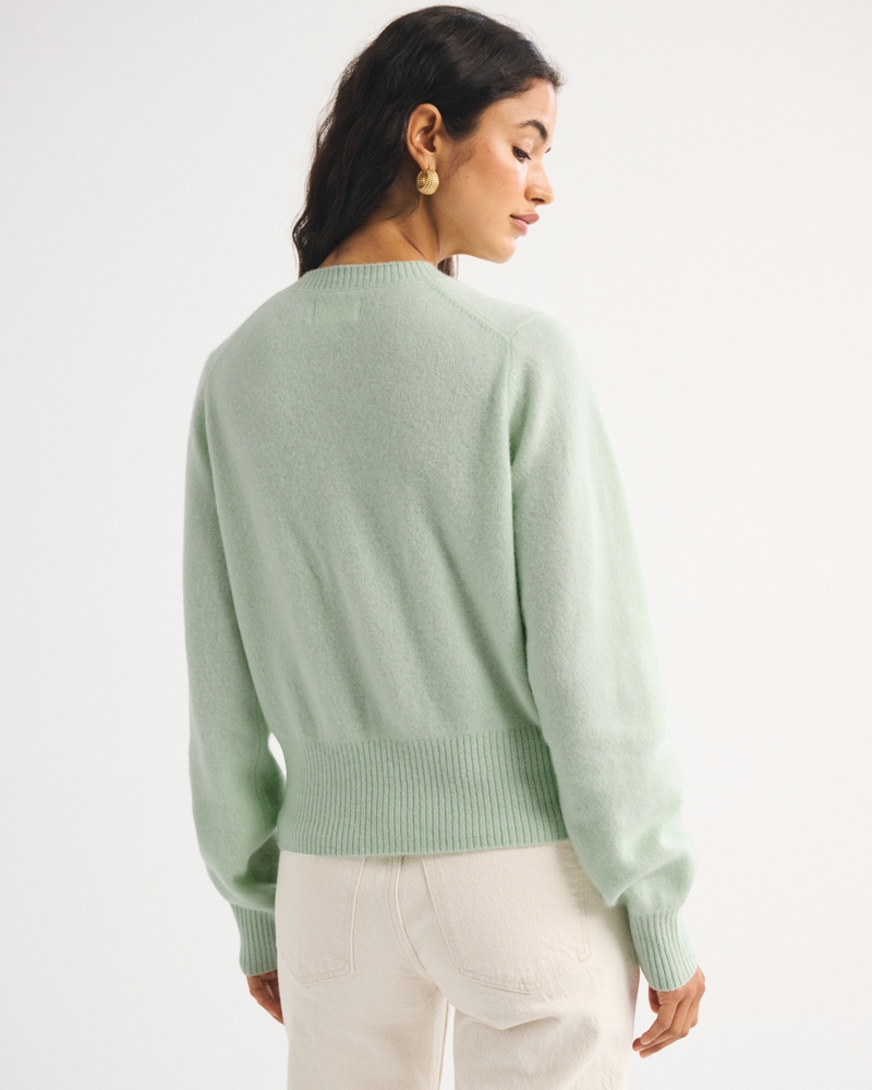 100% Merino Wool Banded Crew Cardigan - thumbnail 8
