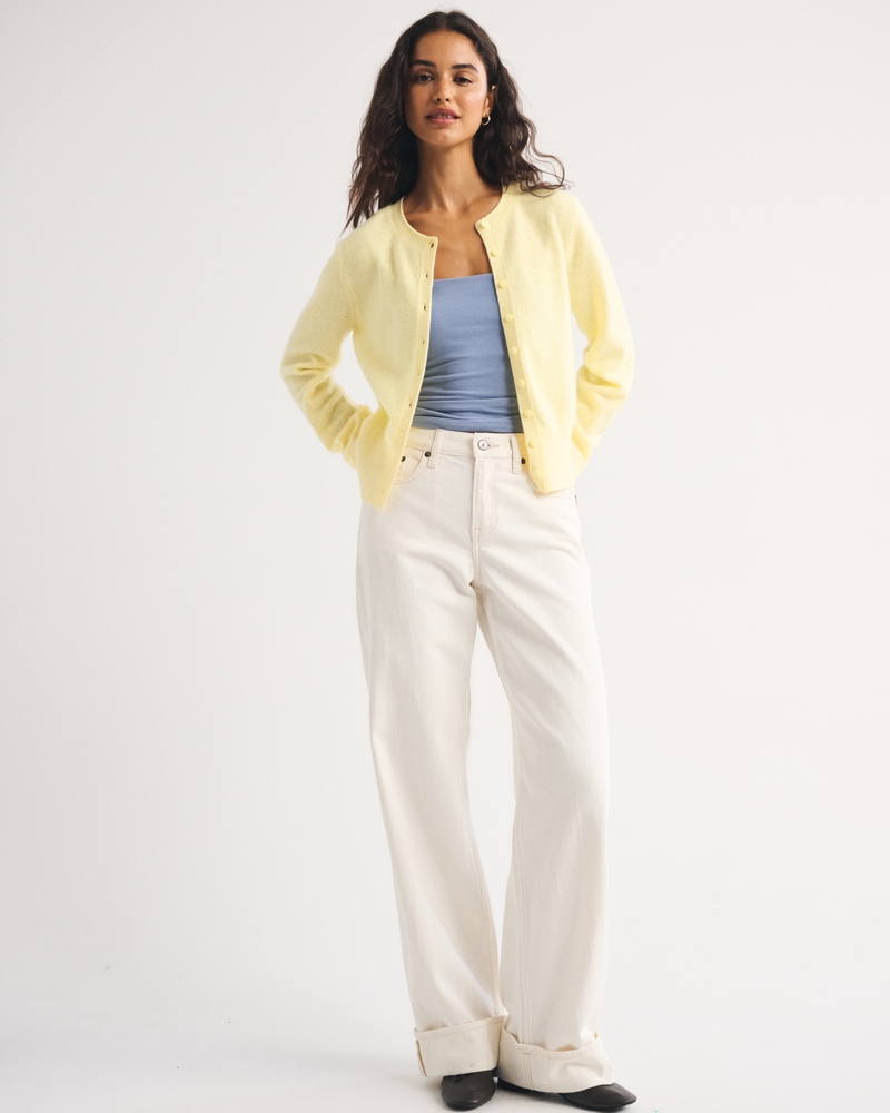 100% Merino Wool Banded Crew Cardigan - thumbnail 9