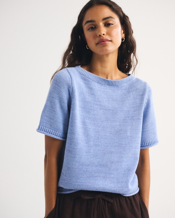 100% Cotton Sweater Tee, Blue view 1