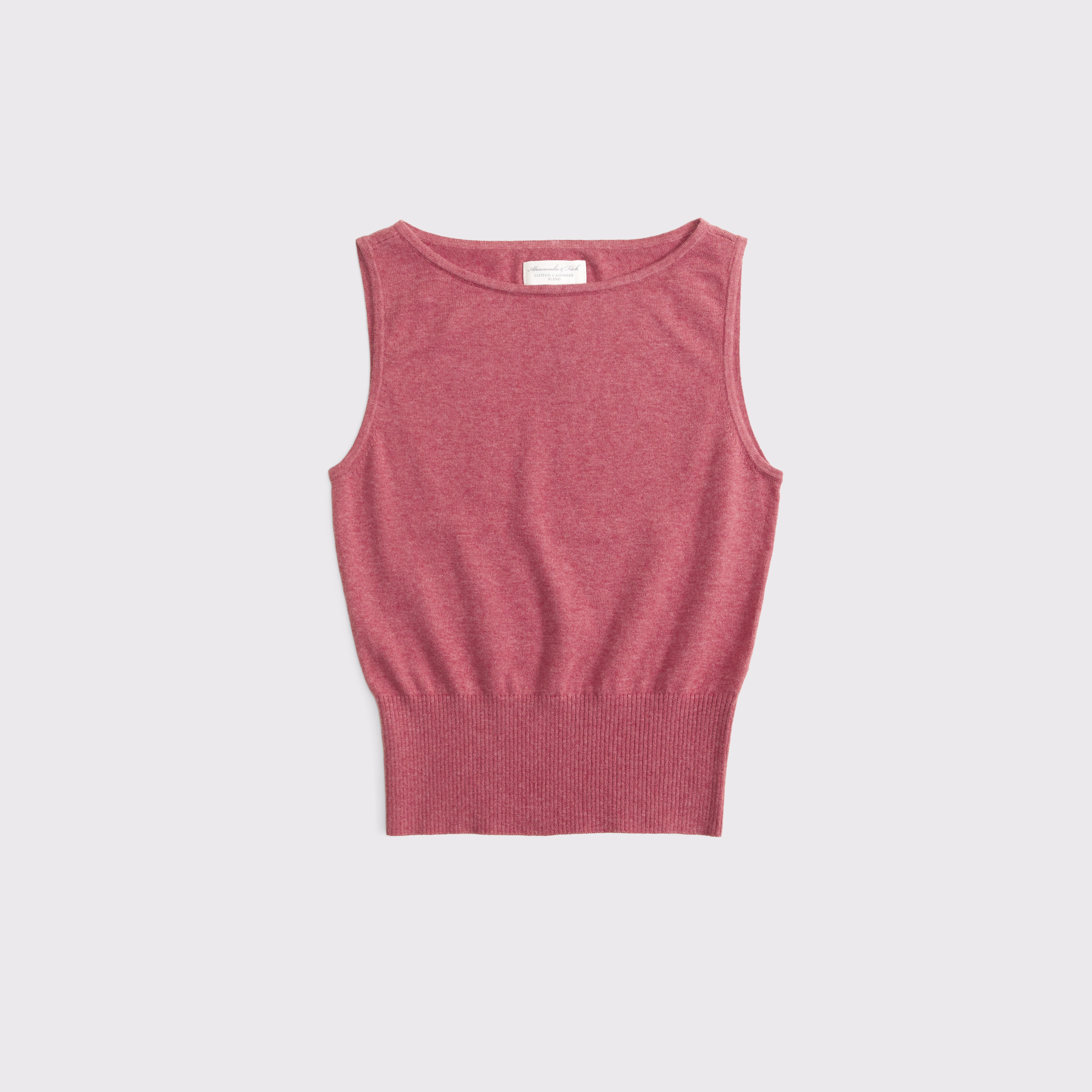 Женский свитер Abercrombie & Fitch Cotton-Cashmere Blend Banded Shell, цвет: Тёмный розовый — фото 1