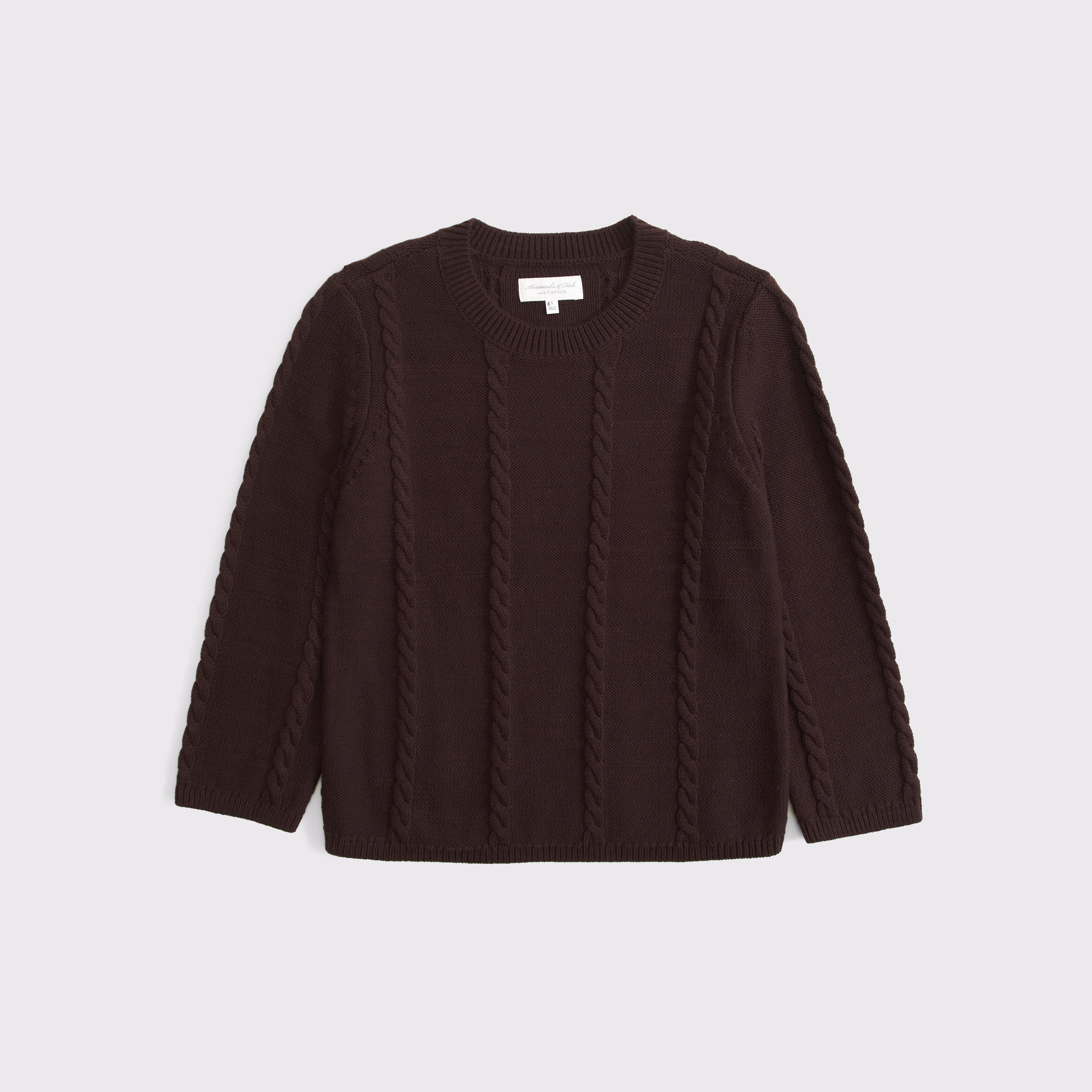 Женский свитер Abercrombie & Fitch 100% Cotton Cable-Knit 3/4 Sleeve, цвет: Тёмный кофейный — фото 1