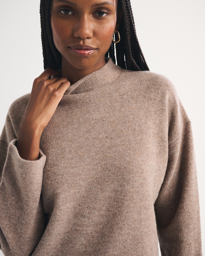 100% Merino Wool Easy Mock Neck Sweater - thumbnail 2