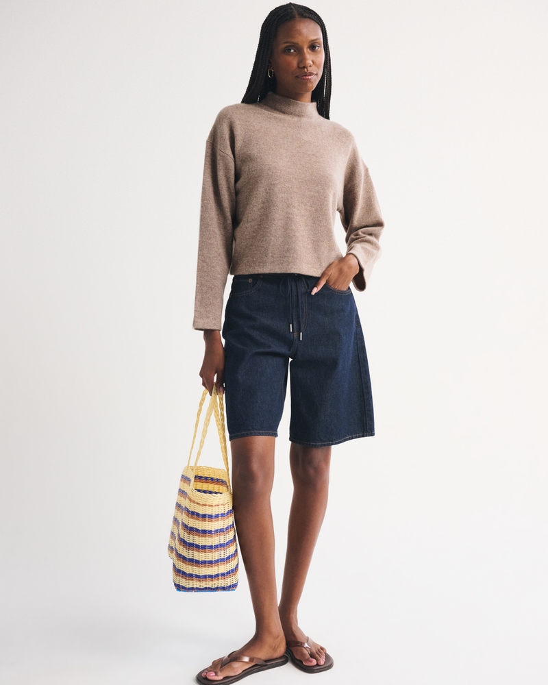 100% Merino Wool Easy Mock Neck Sweater