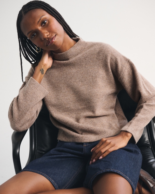 Women's 100% Merino Wool Easy Mock Neck Sweater | Women's Tops
