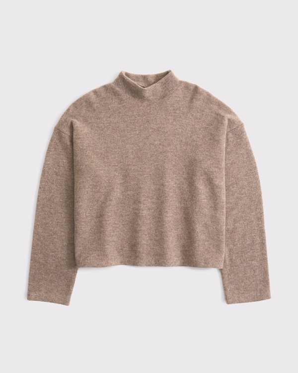 100% Merino Wool Easy Mock Neck Sweater