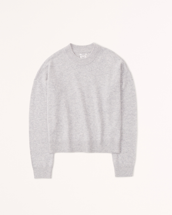 Cashmere Crew Sweater, Light Grey