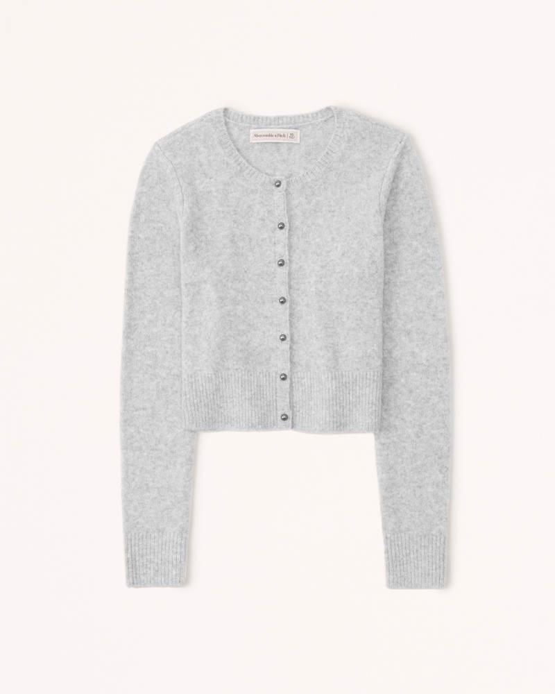 Slim Fluffy Button-Through Cardigan