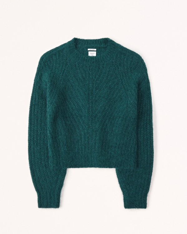 Alpaca-Blend Crew Sweater, Green