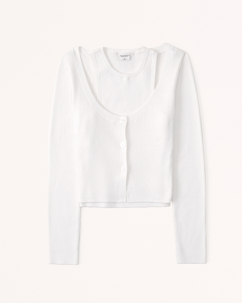 Women's Scuba Sweater Tank and Cardigan Set Women's Clearance