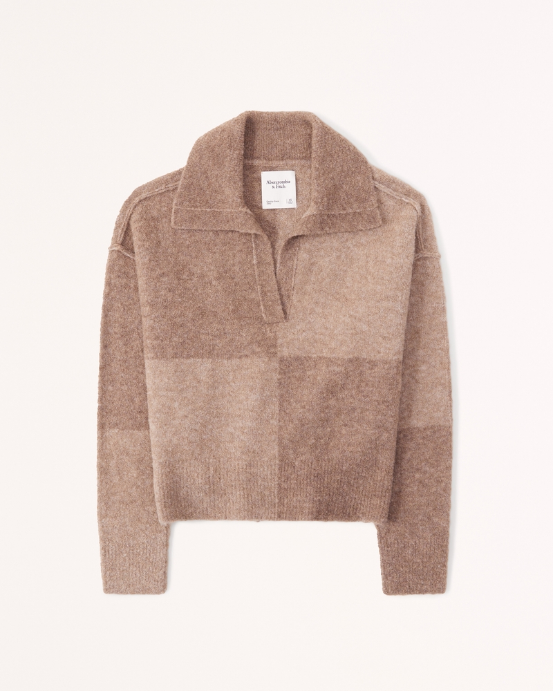 Women's Boucle Notch-Neck Sweater Polo | Women's Tops | Abercrombie.com