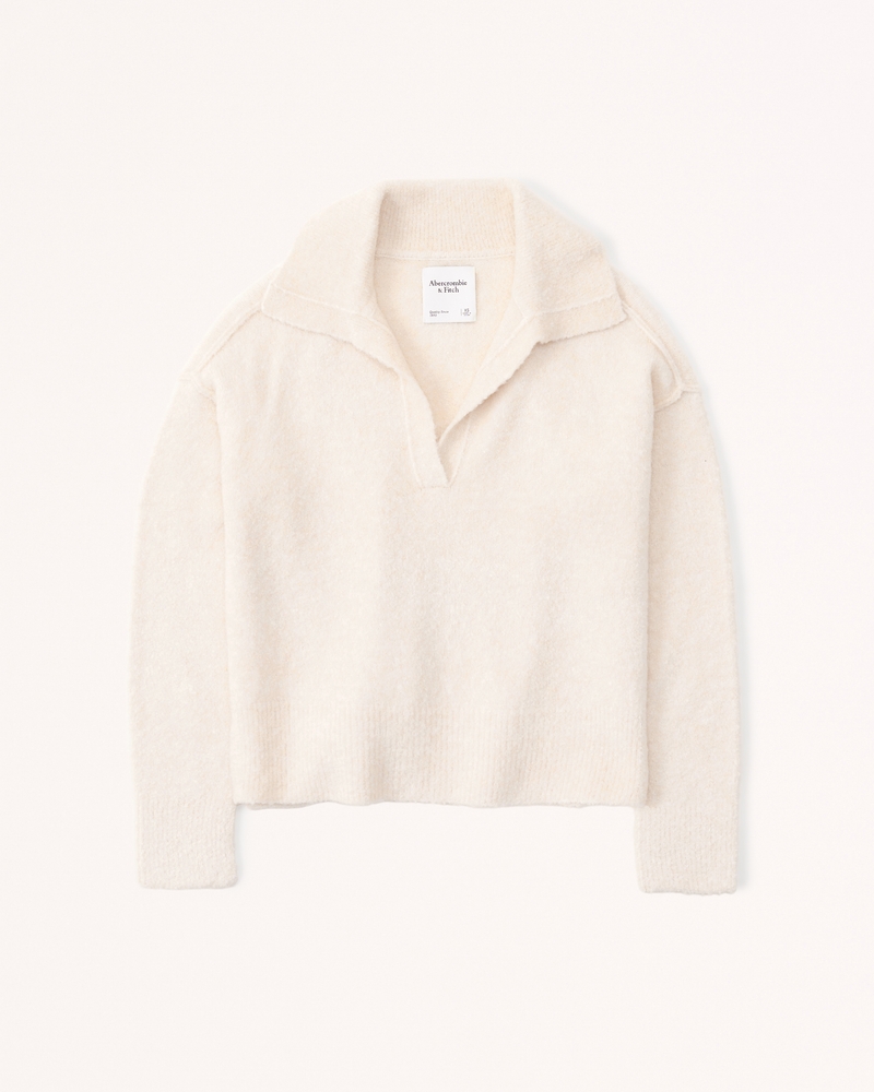 Women's Boucle Notch-Neck Sweater Polo | Women's Sale | Abercrombie.com