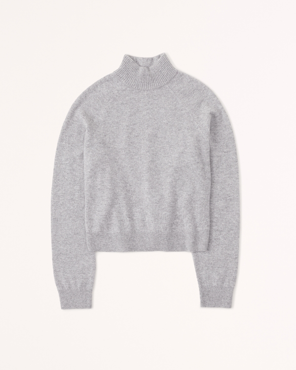 Cashmere Mockneck Sweater, Grey view 1