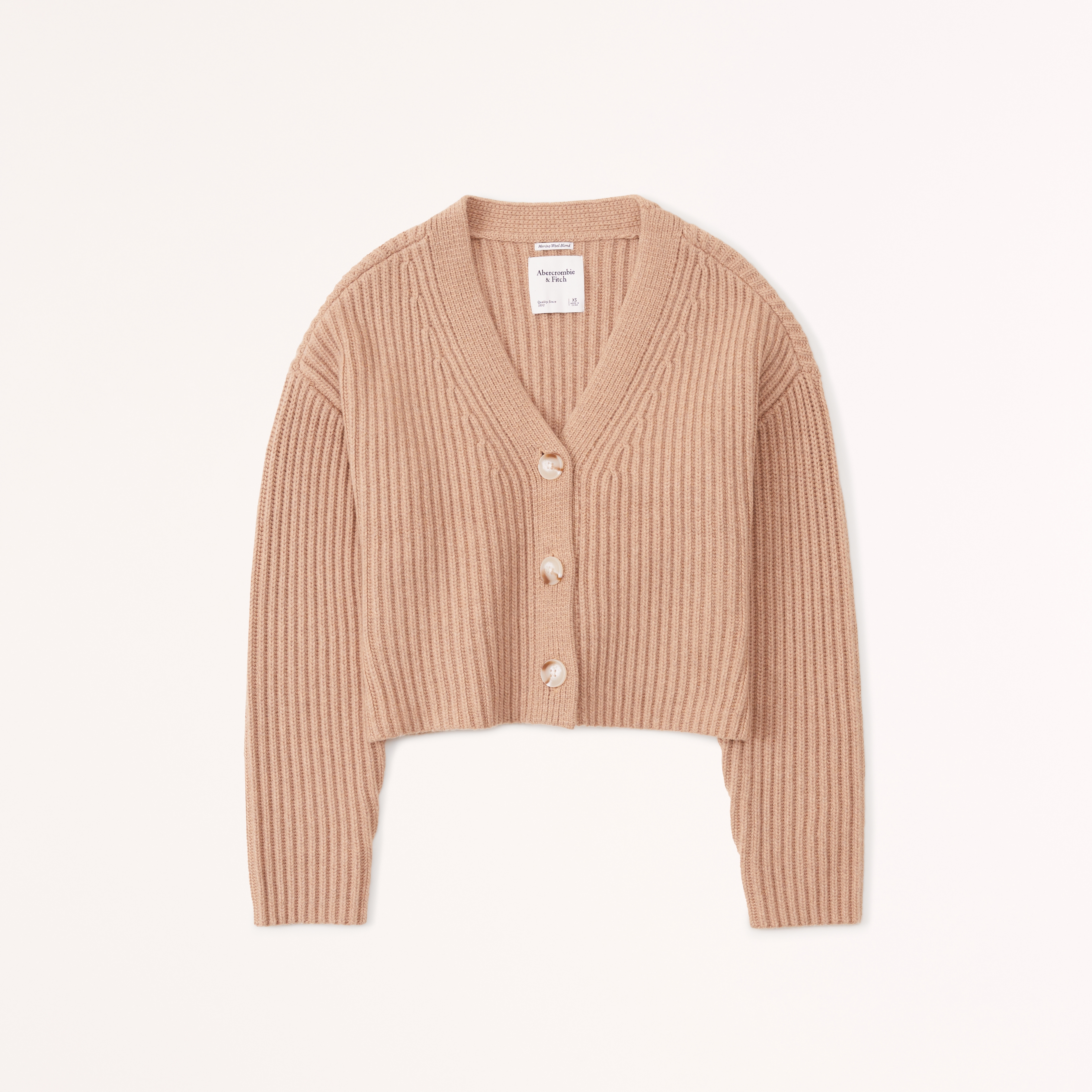 Abercrombie & Fitch Merino Wool-Blend Ribbed Cardigan | Plaza Las Americas