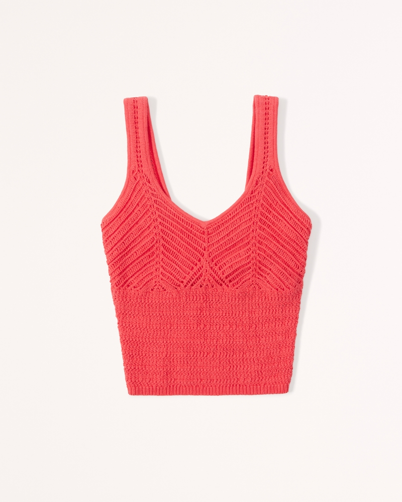 Women Knit Crop Top Sleeveless Colorful Crochet Sweater Tank Tops