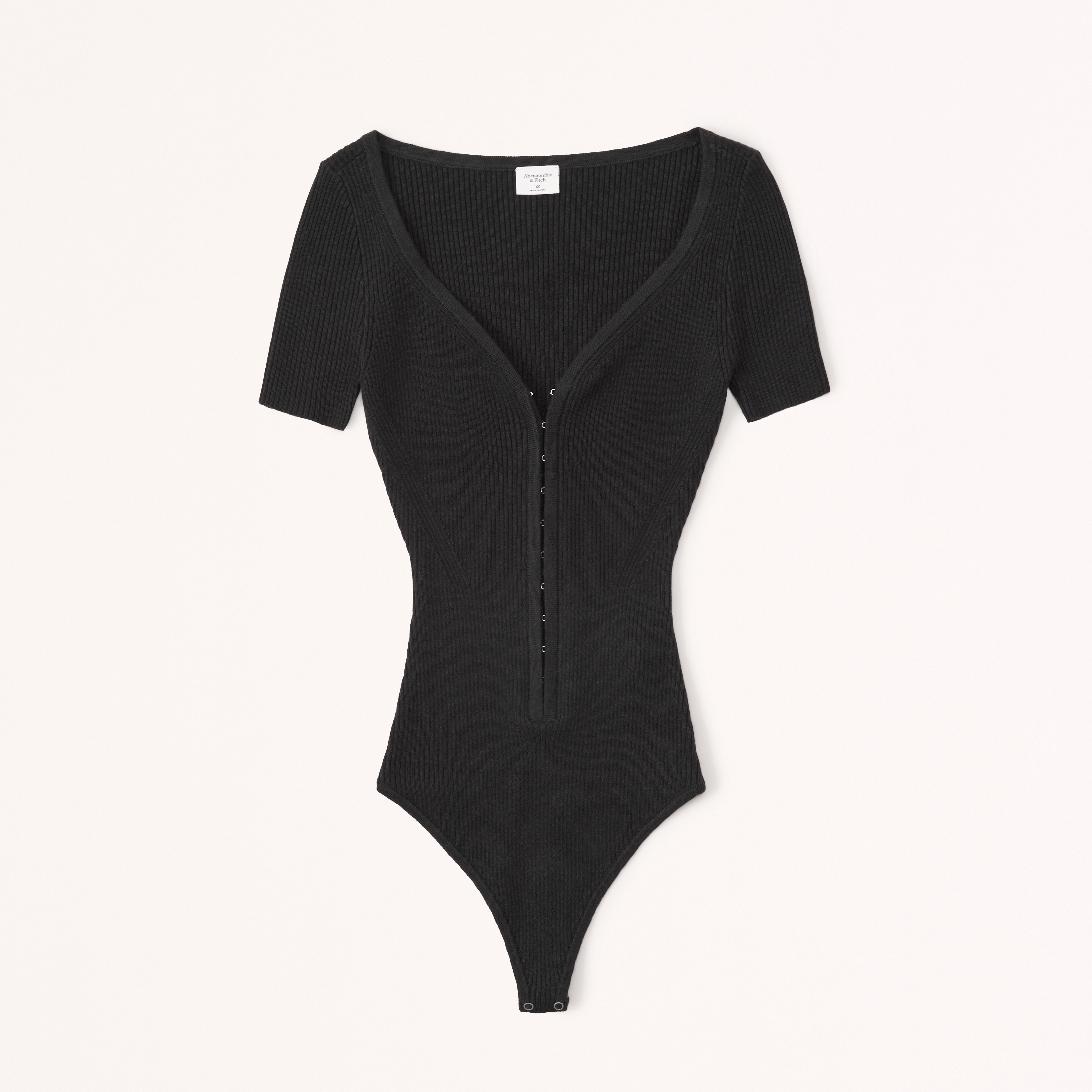 Hook-and-Eye Short-Sleeve Sweater Bodysuit
