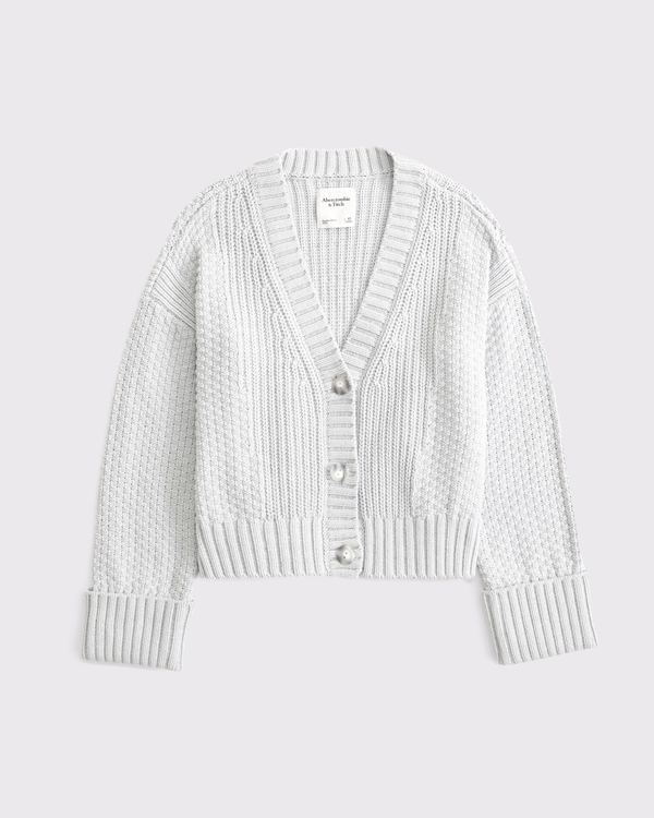 The A&F Cameron Seed Stitch Cardigan, Light Gray view 1