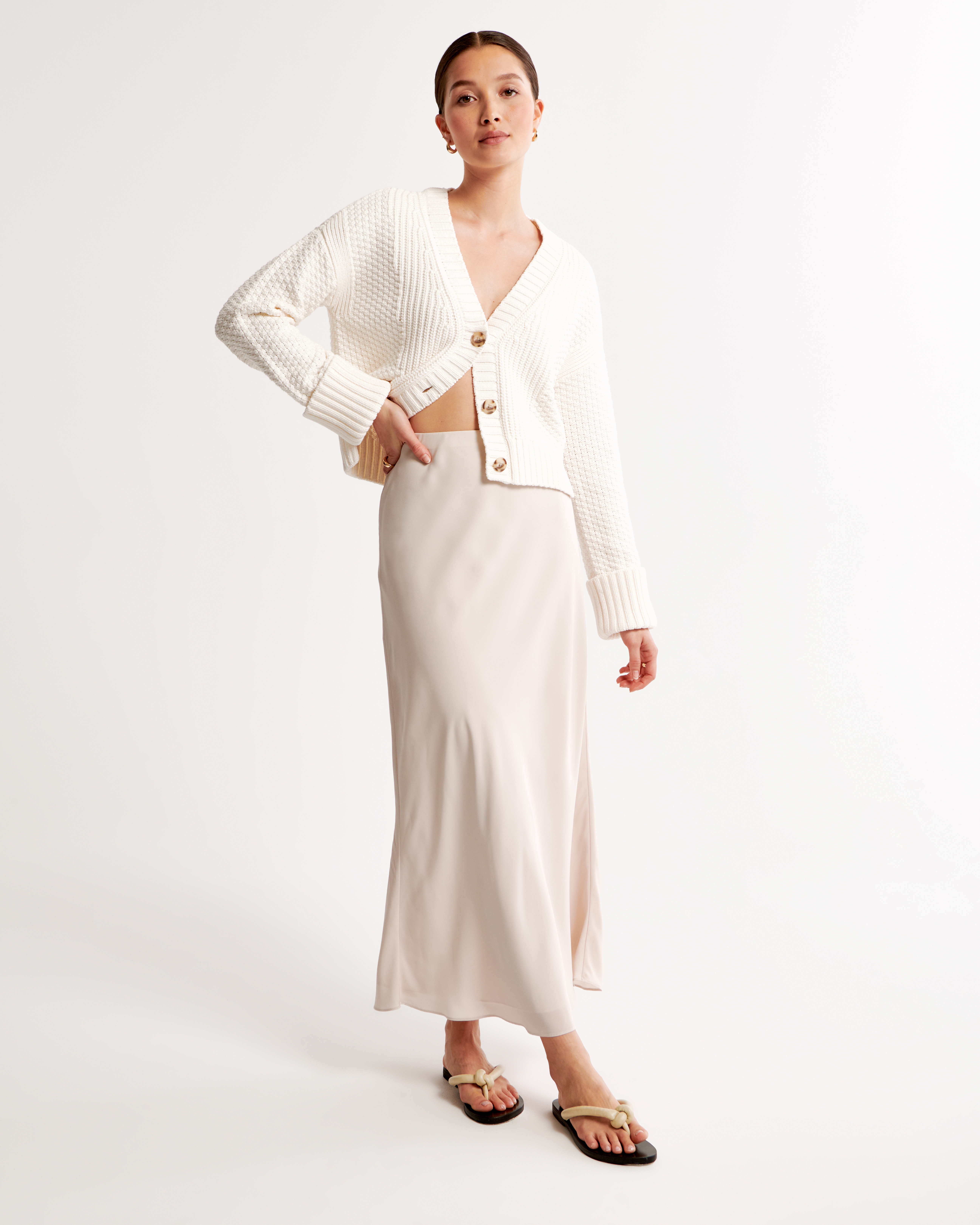 Abercrombie & Fitch The A&f Cameron Seed Stitch Cardigan In White