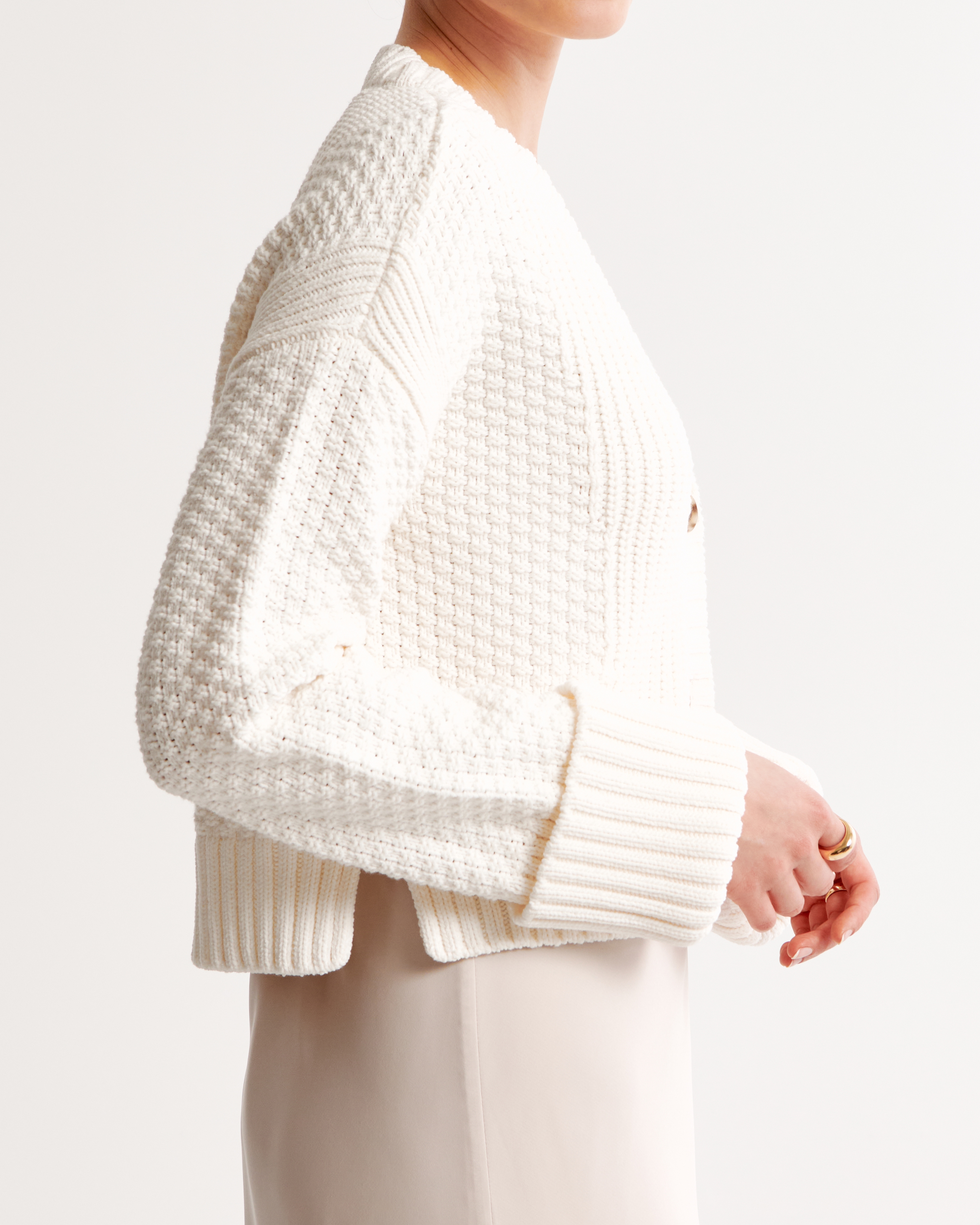 Abercrombie & Fitch The A&f Cameron Seed Stitch Cardigan In White