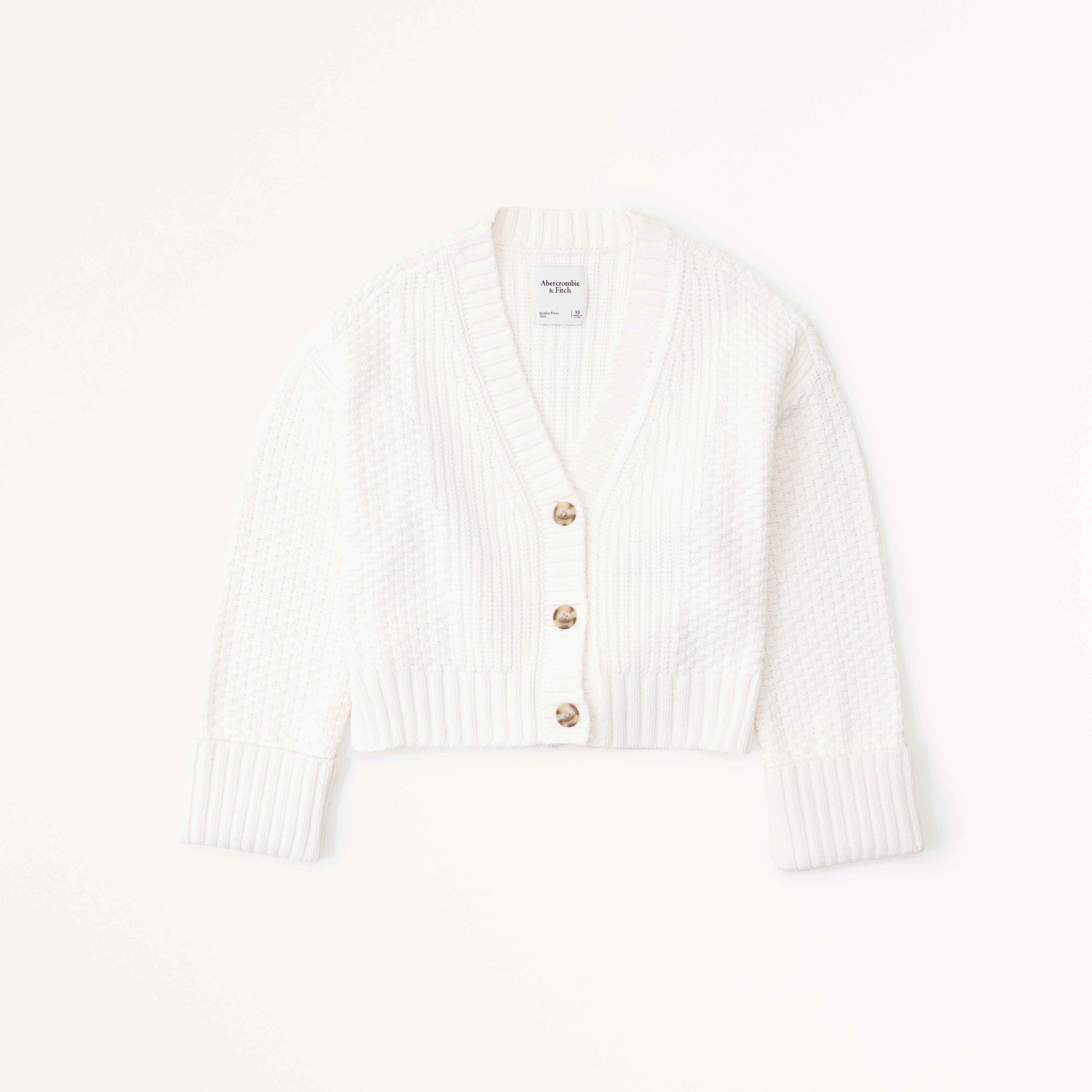 Abercrombie & Fitch The A&f Cameron Seed Stitch Cardigan In White