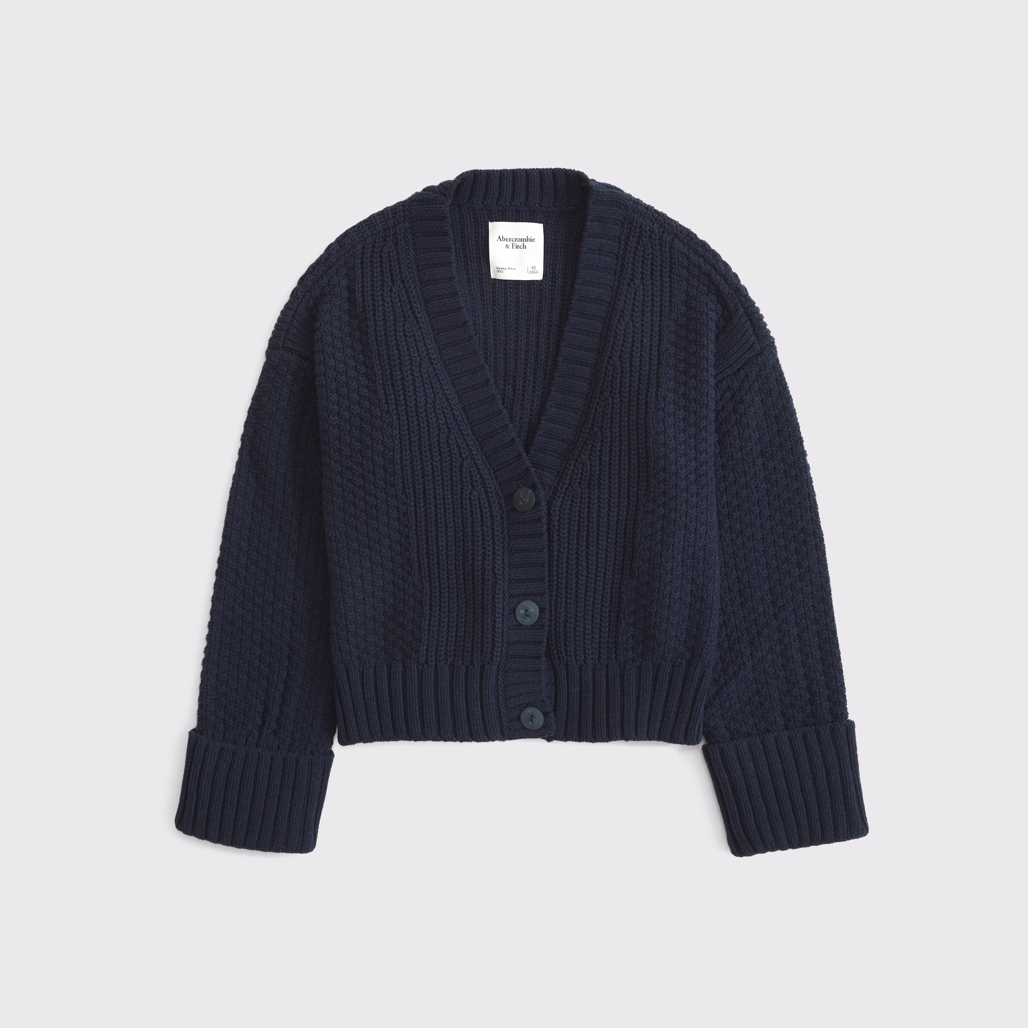 Abercrombie & Fitch The A&f Cameron Seed Stitch Cardigan In Purple