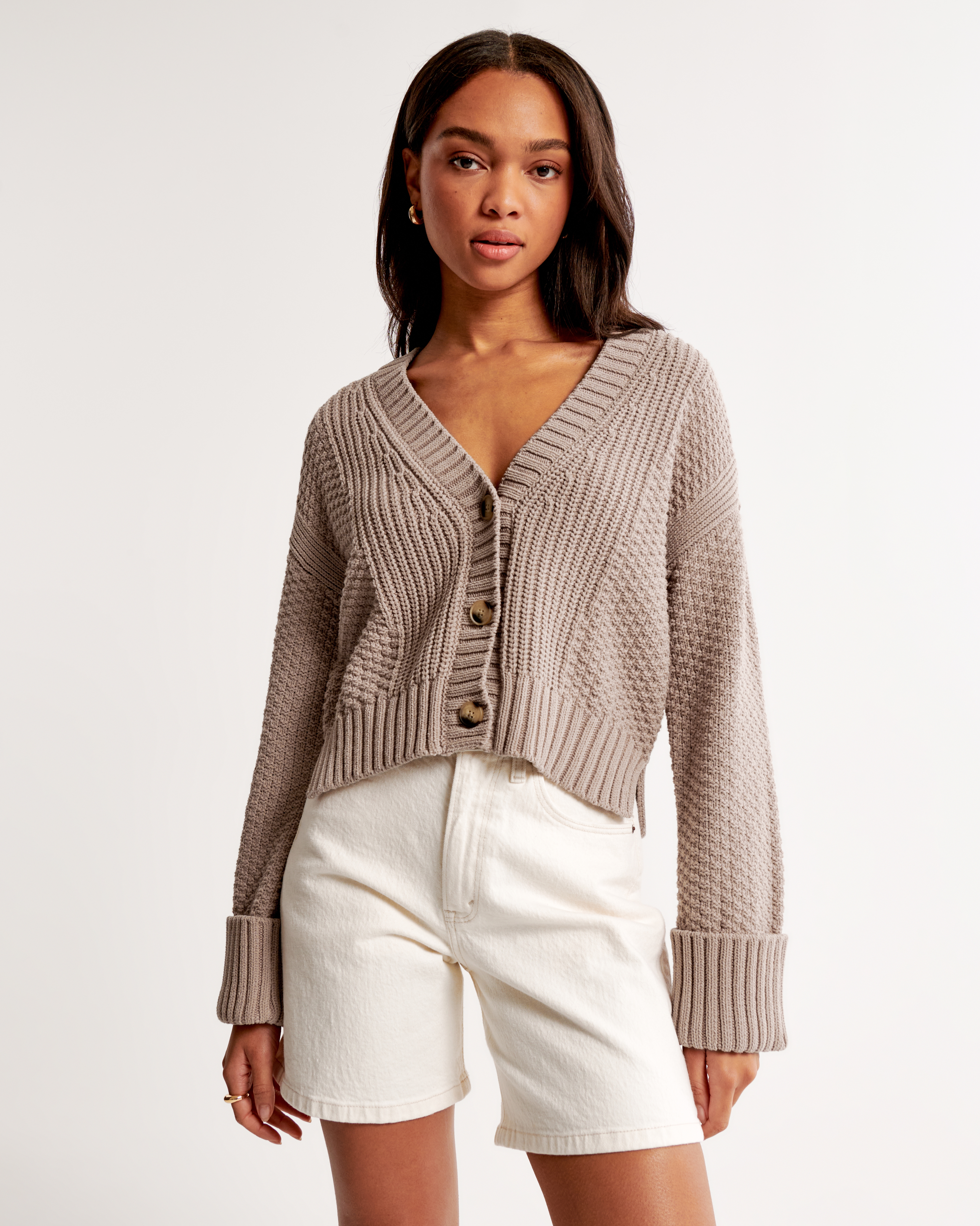 Abercrombie & Fitch The A&f Cameron Seed Stitch Cardigan In Brown
