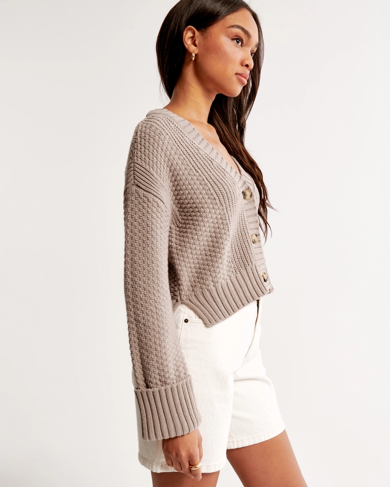 Cotton-Blend Seed Stitch Cardigan