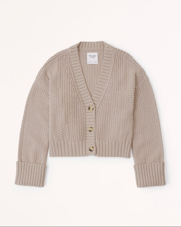 The A&F Cameron Seed Stitch Cardigan, Brown view 1