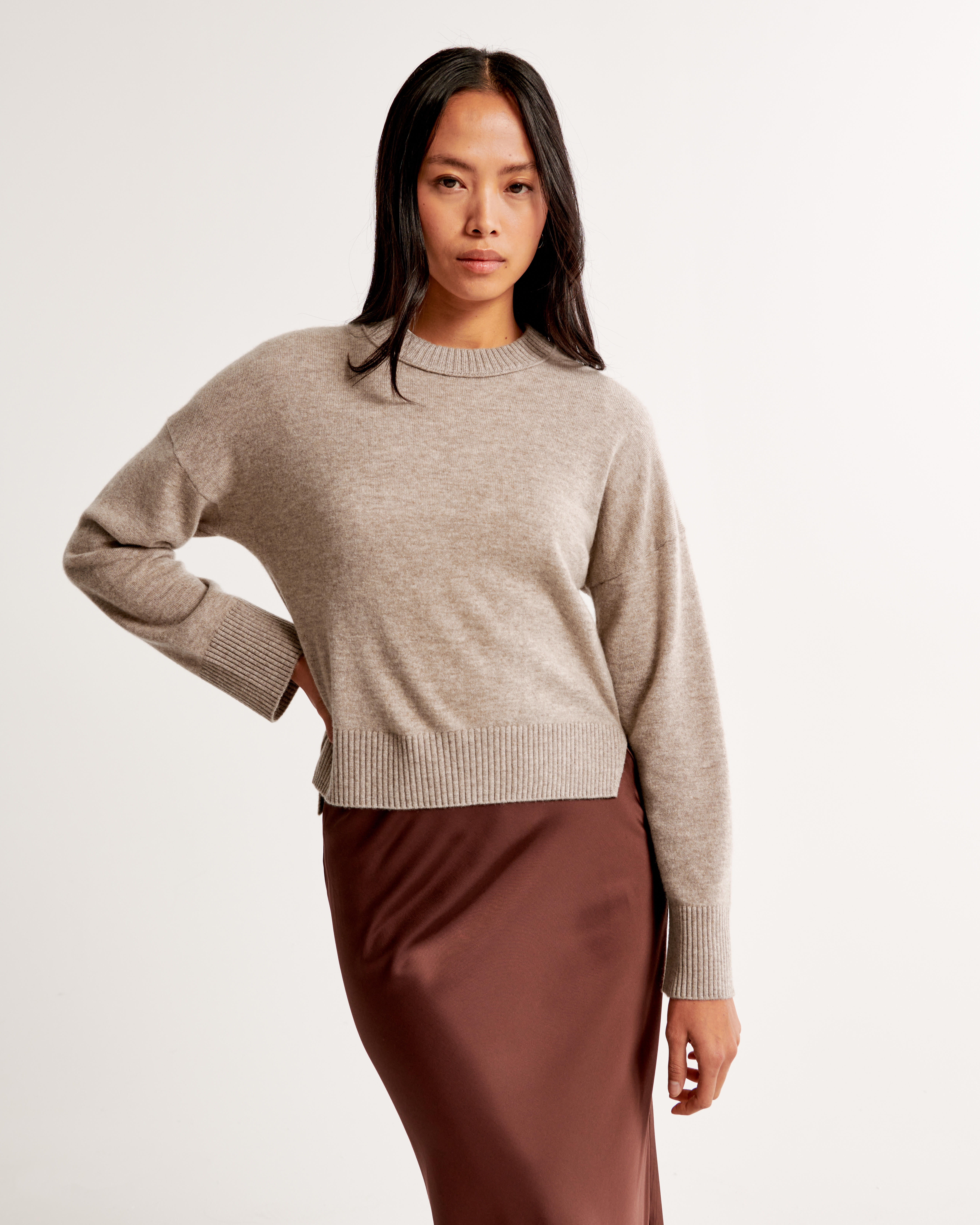 Abercrombie & Fitch Cashmere Crew Sweater In Brown