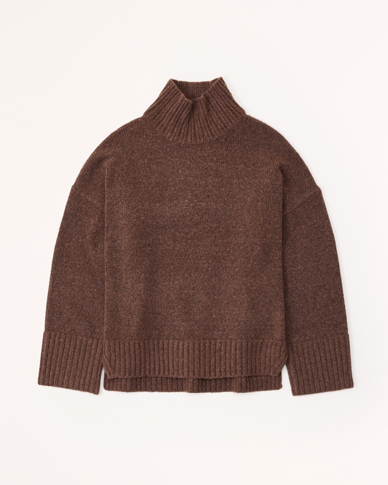 Turtleneck sweater with side slits in supersoft yarn sale