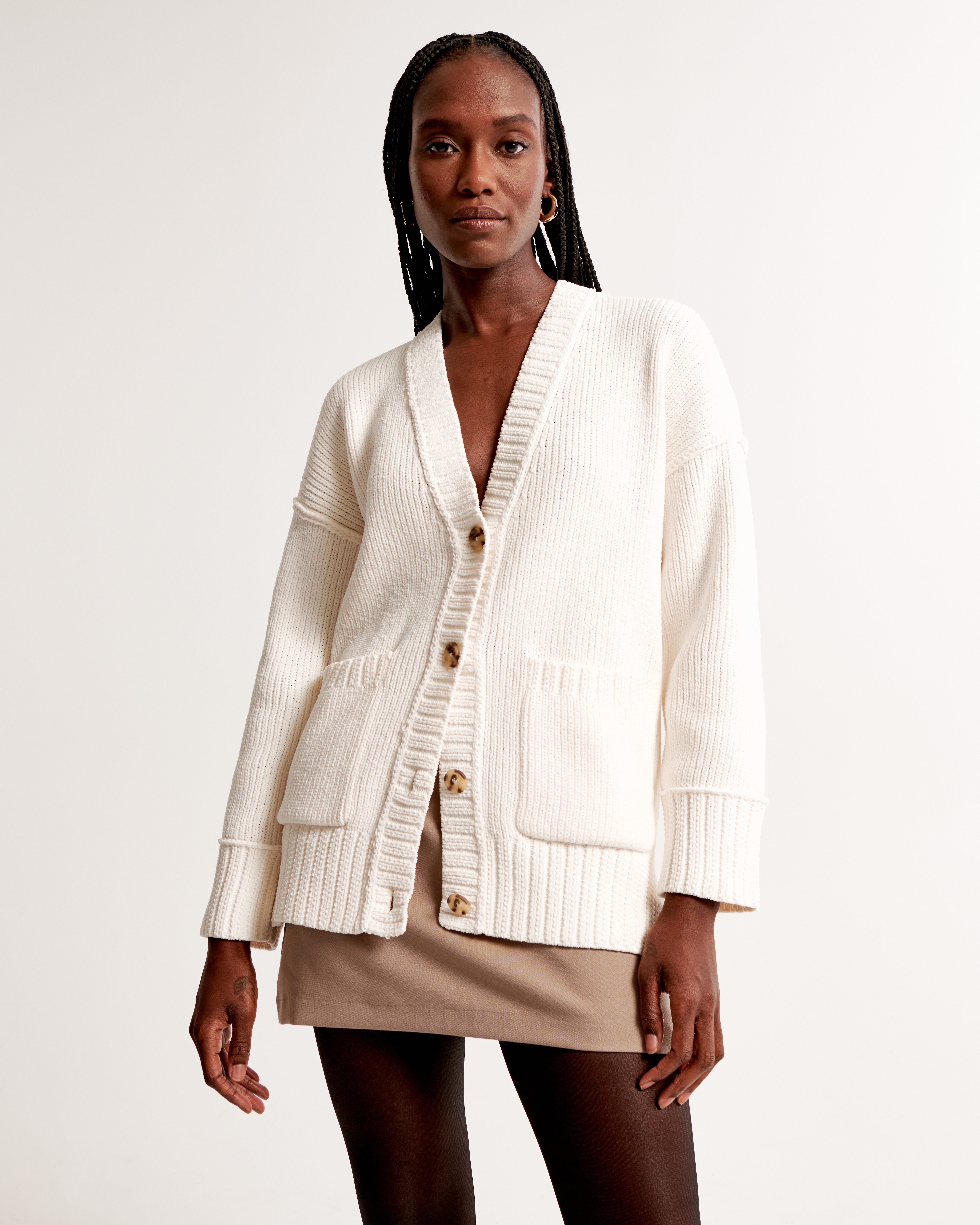 Long-Length Chenille Cardigan