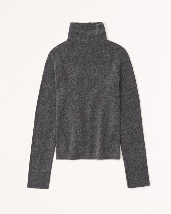 Merino Wool-Blend Turtleneck Sweater, Dark Grey