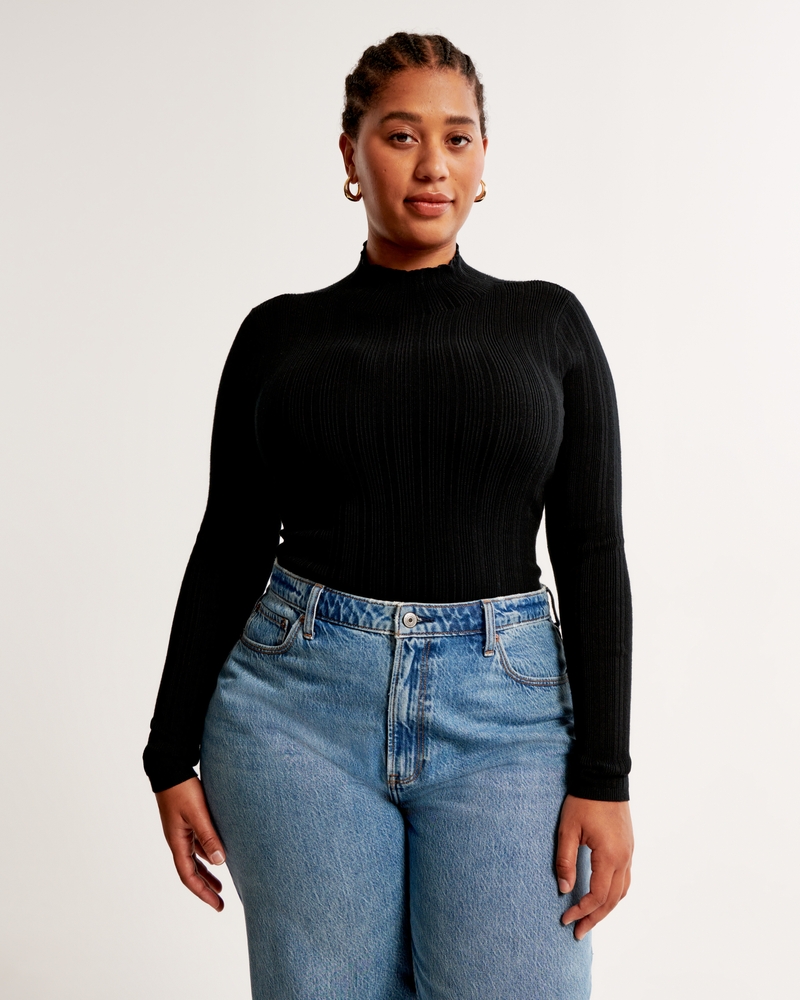 Women's Turtleneck Sweater Bodysuit in Black | Size Xxs | Abercrombie & Fitch