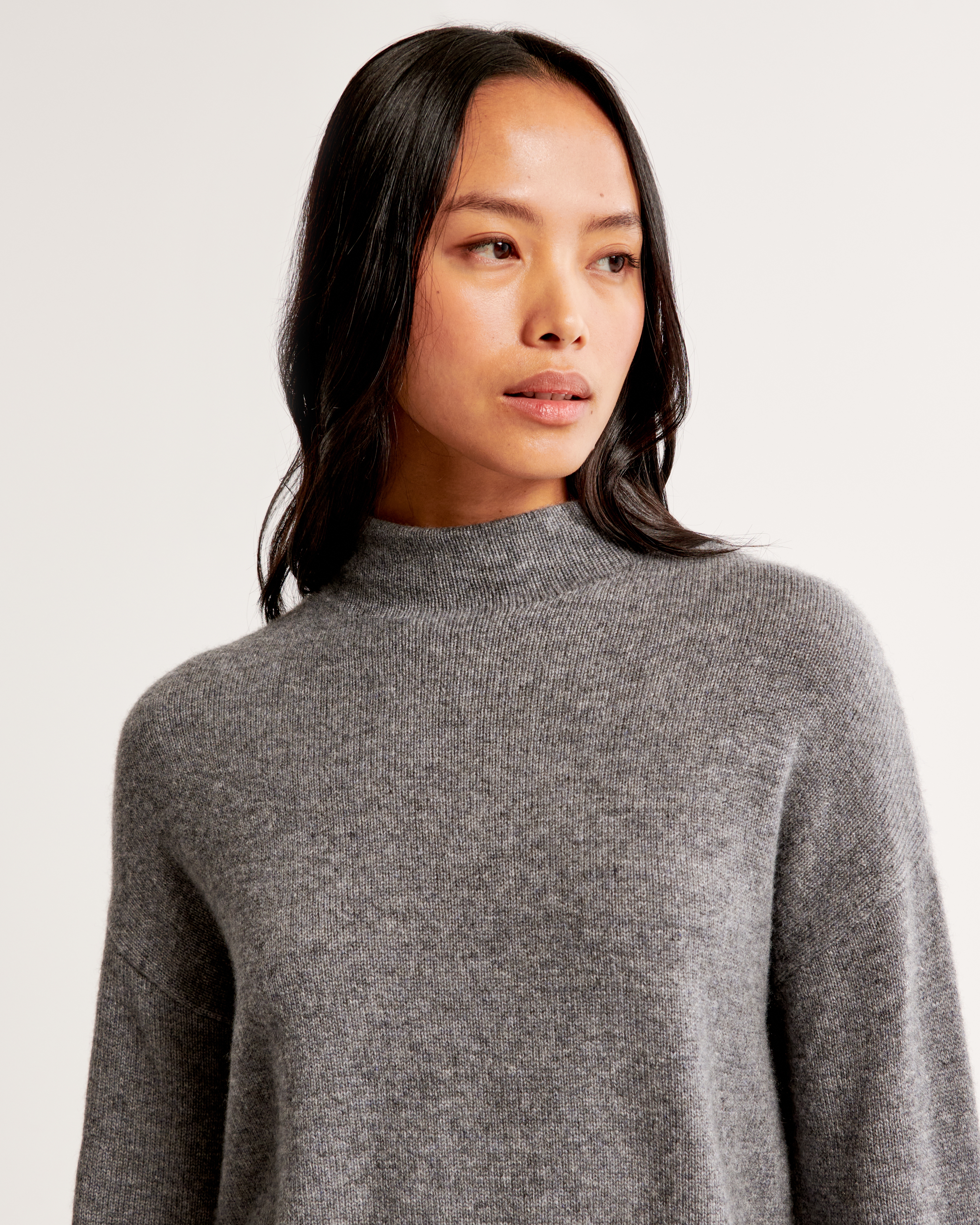 Женский свитер Abercrombie & Fitch Cashmere Mockneck, цвет: Серый — фото 3