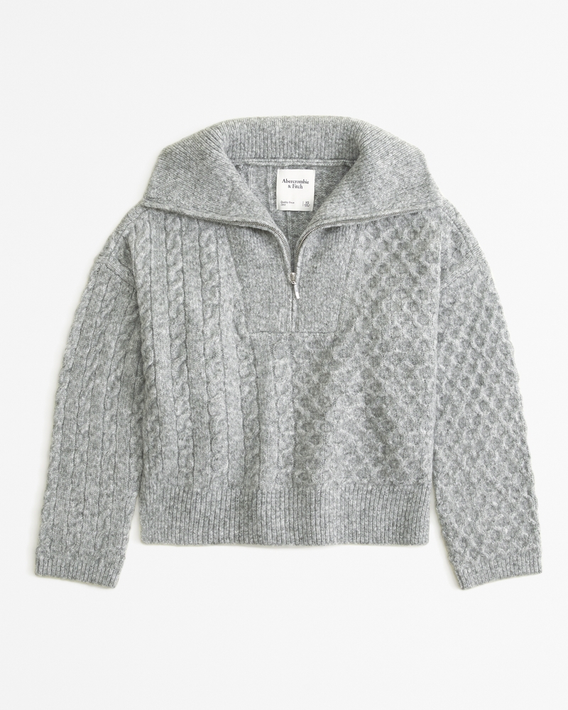 Rib-knit Half-zip Sweater - Cream - Ladies