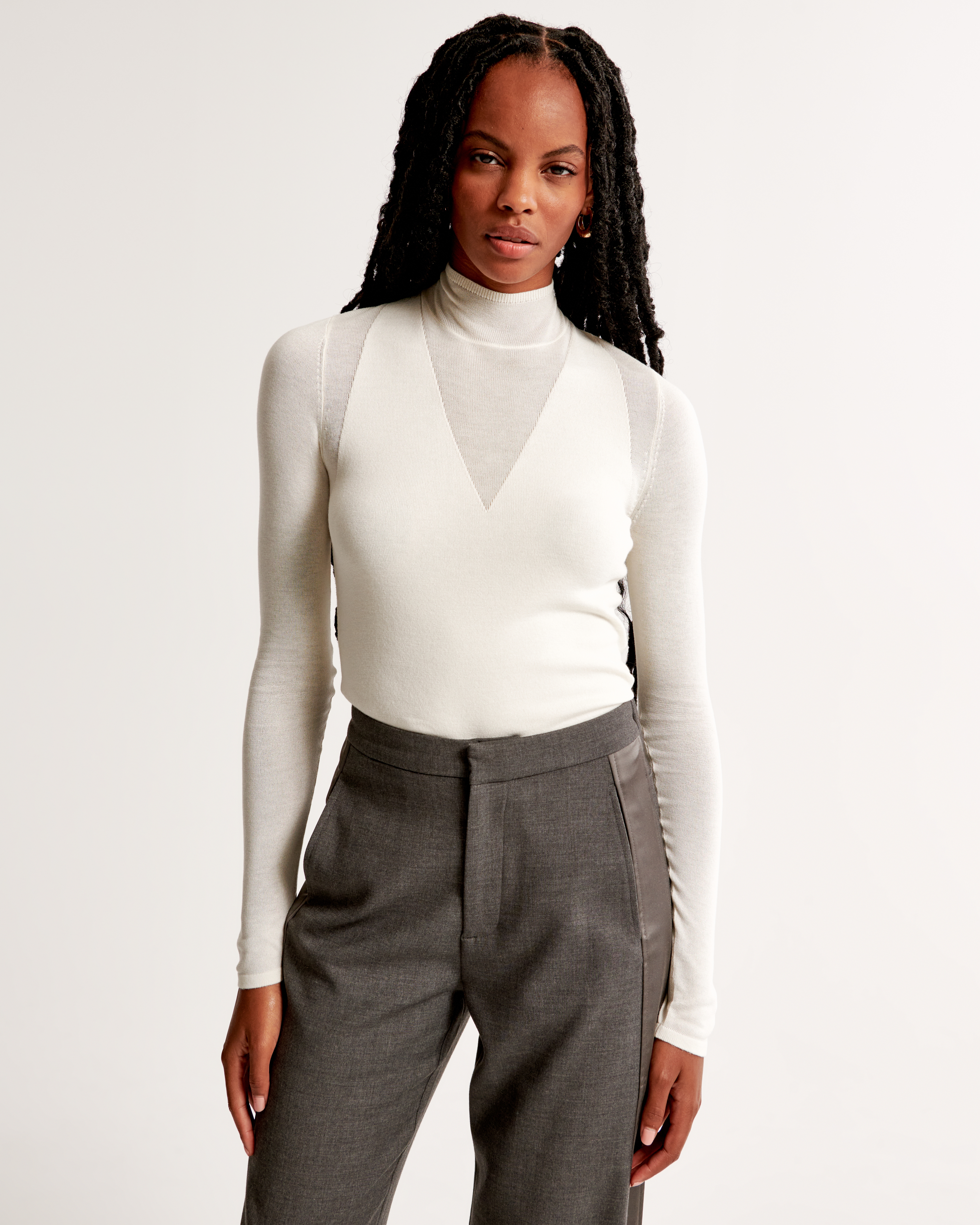 Sheer store turtleneck sweater