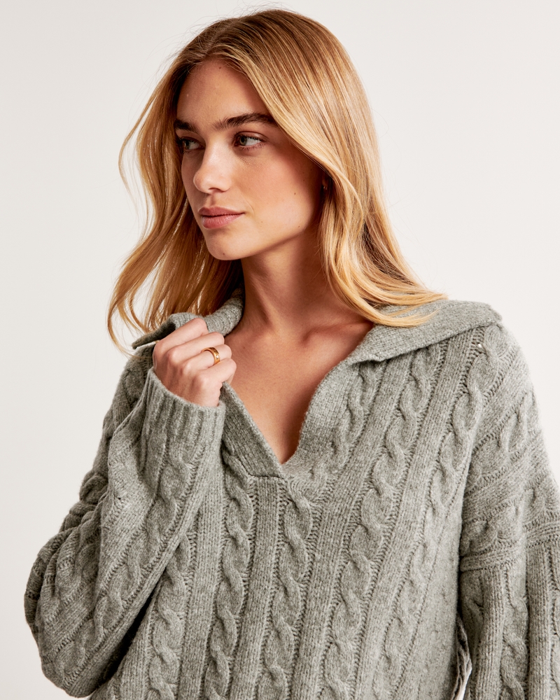 Ribbed knit cotton V-neck sweater · Lead · Sweaters And Cardigans