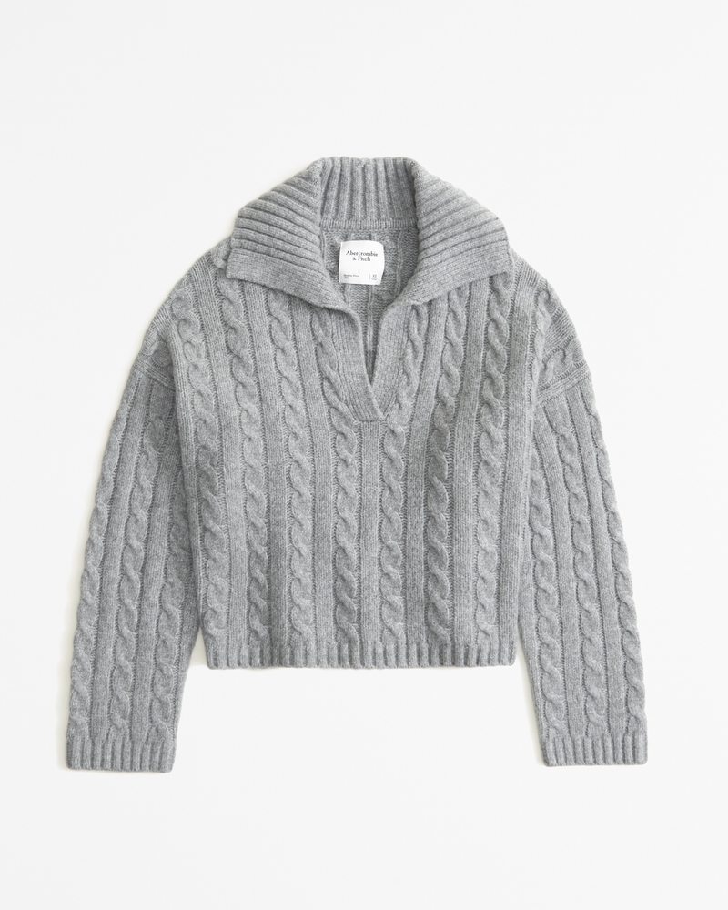 Cable Notch-Neck Sweater