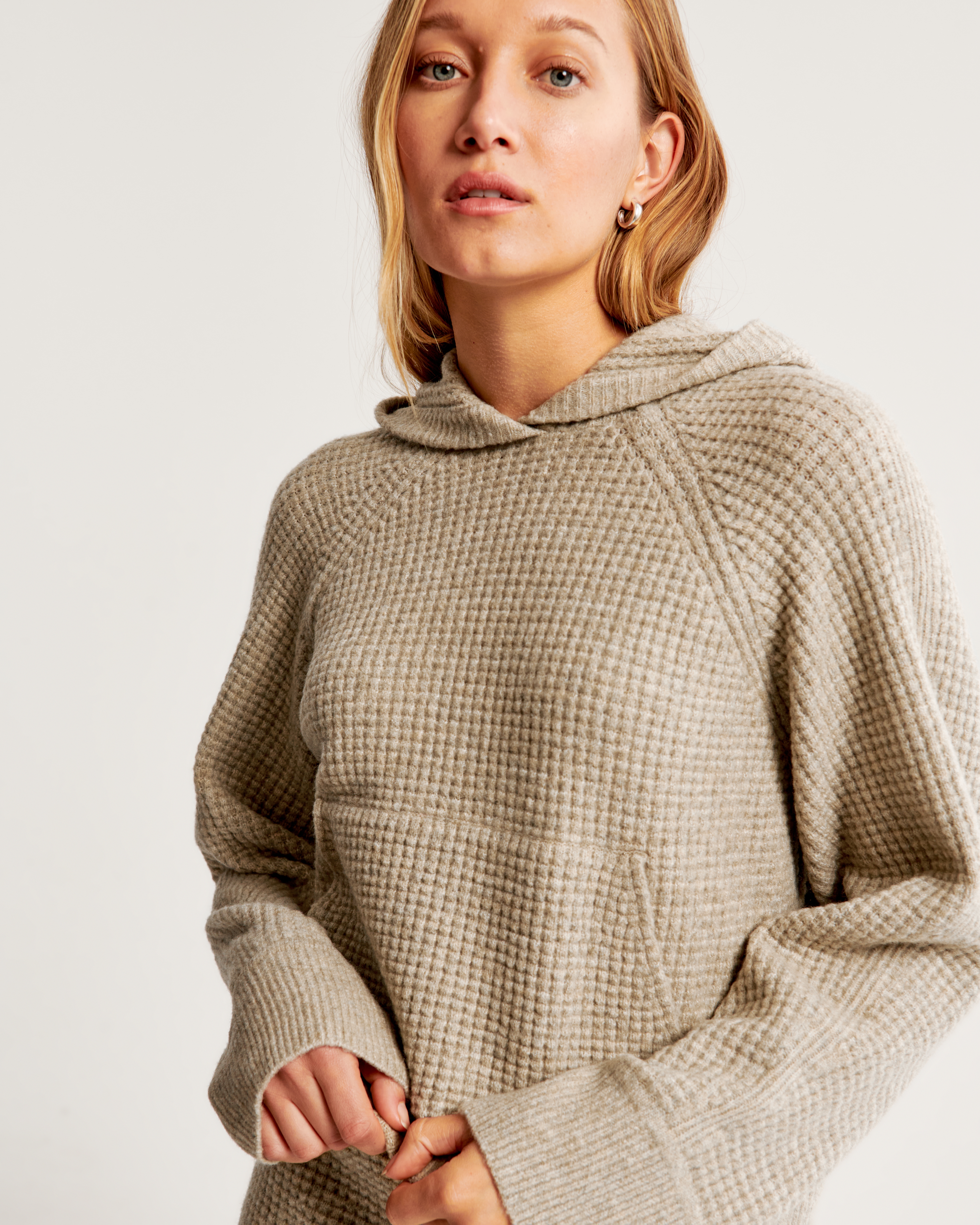 Womens waffle knit online hoodie