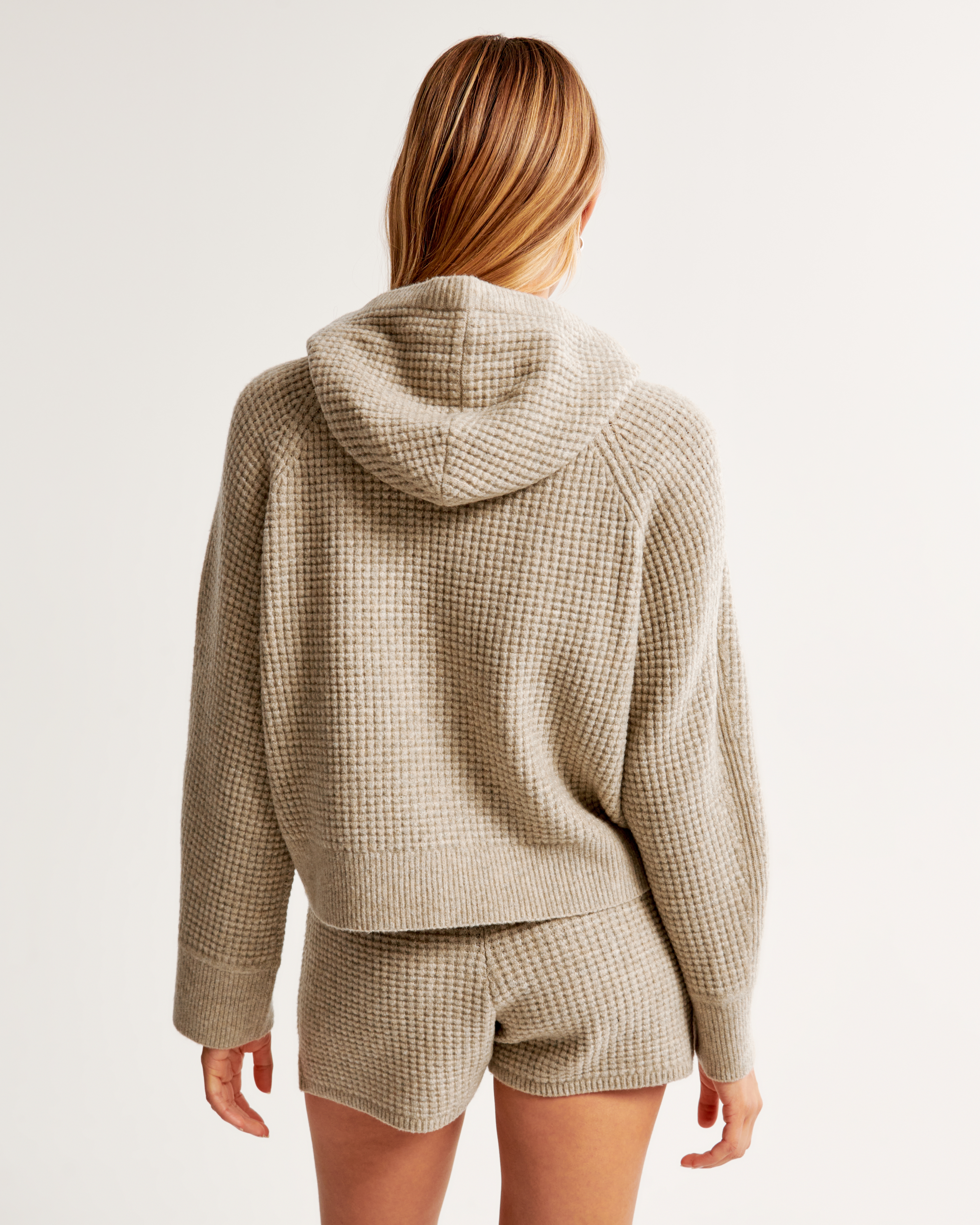 Waffle knit hoodie online women's